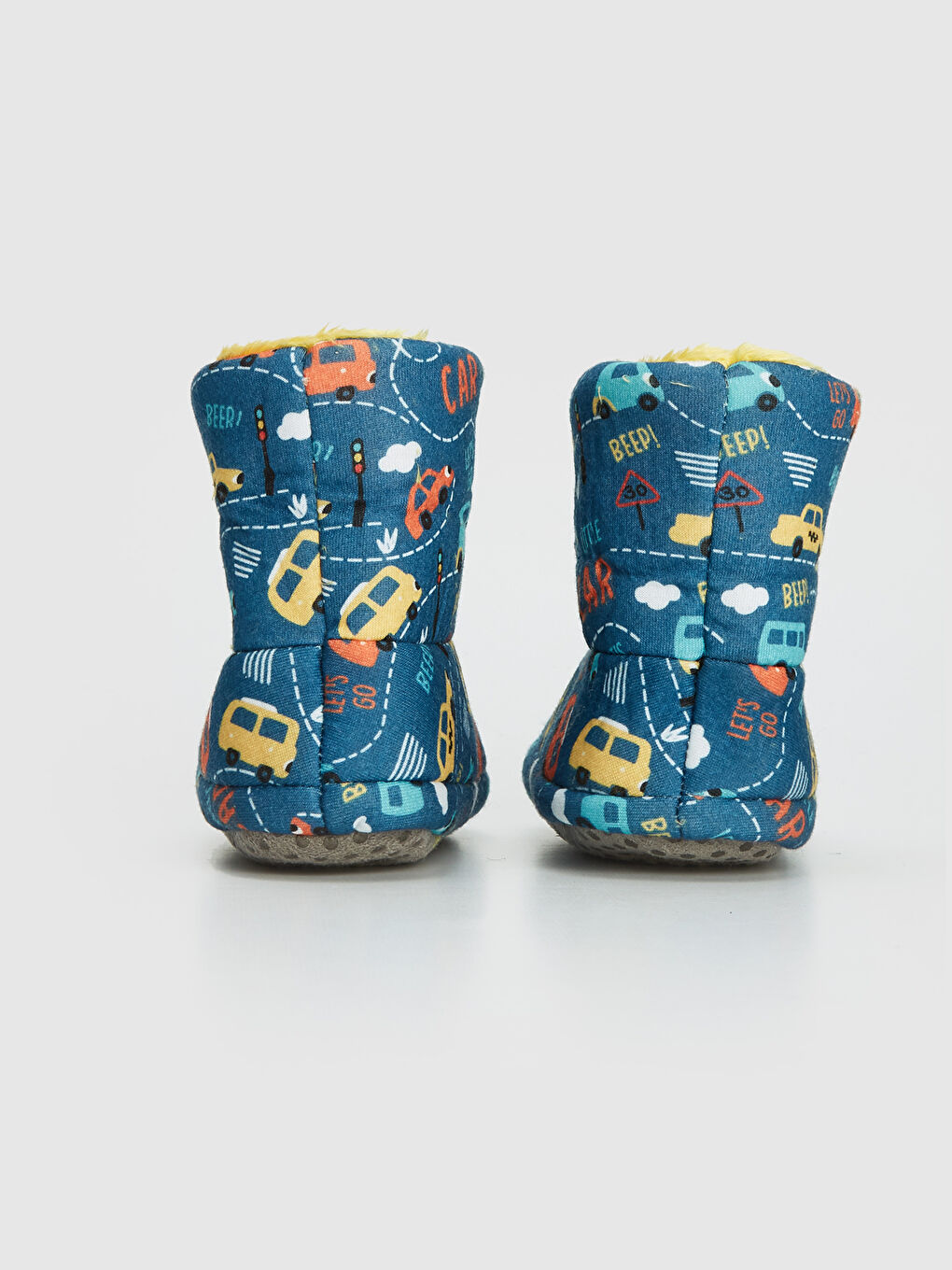 Gri Erkek Bebek Araba Baskılı Ev Botu-3