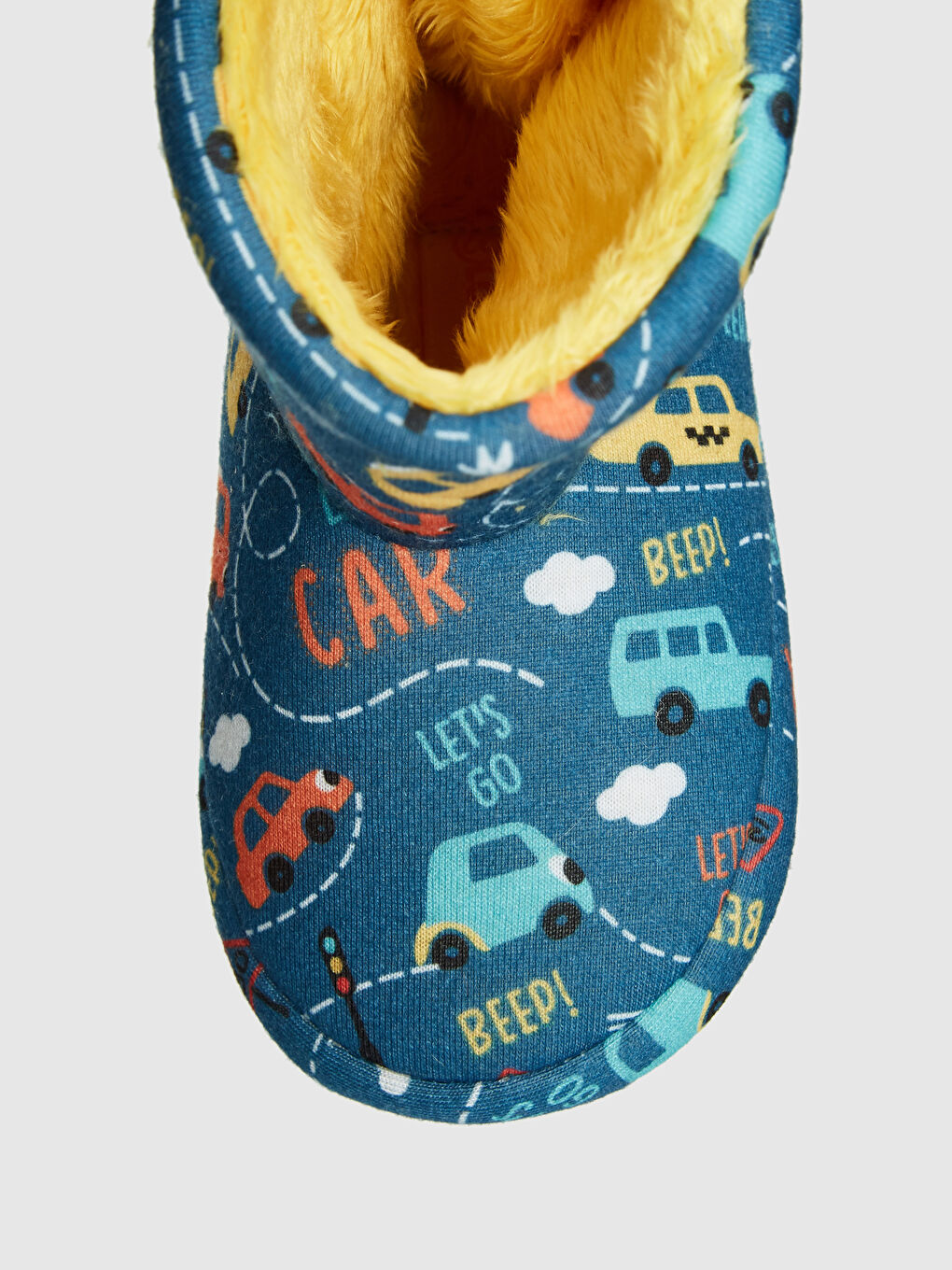 Gri Erkek Bebek Araba Baskılı Ev Botu-4