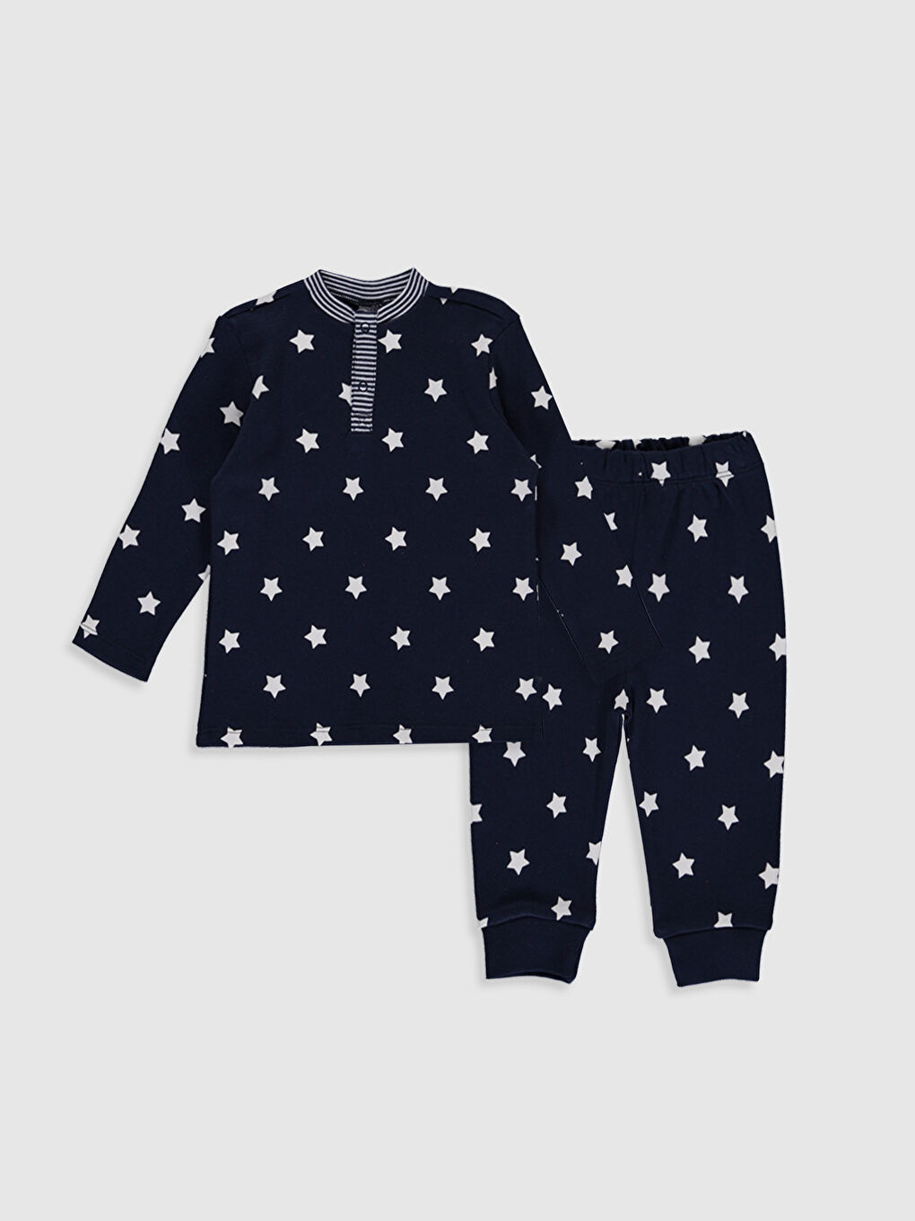 Lacivert Erkek Bebek Desenli Pijama Alt ve Üst Takım