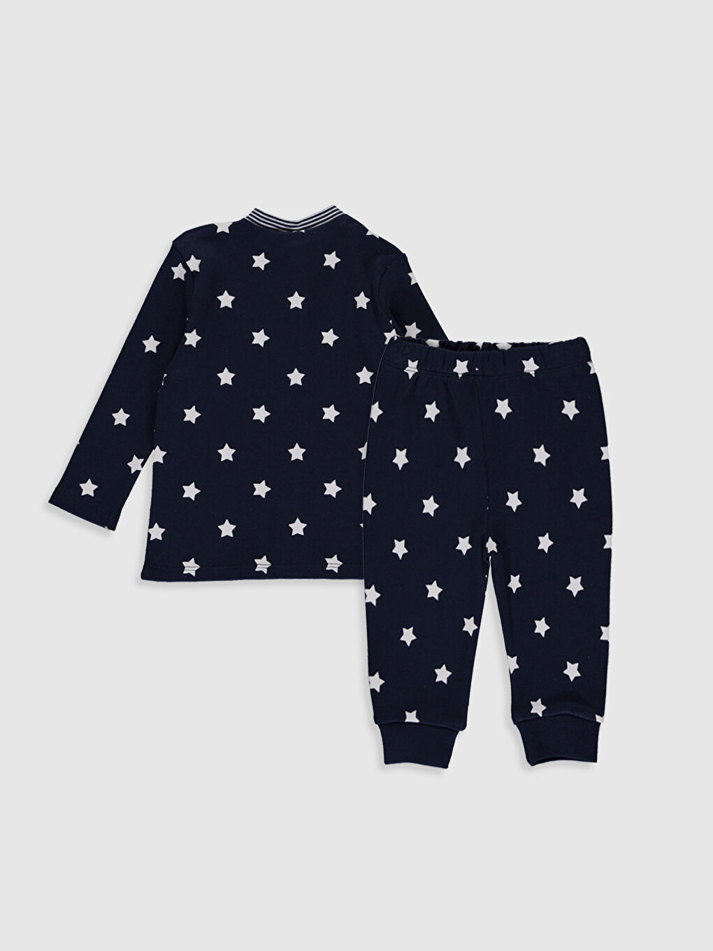 Lacivert Erkek Bebek Desenli Pijama Alt ve Üst Takım-1