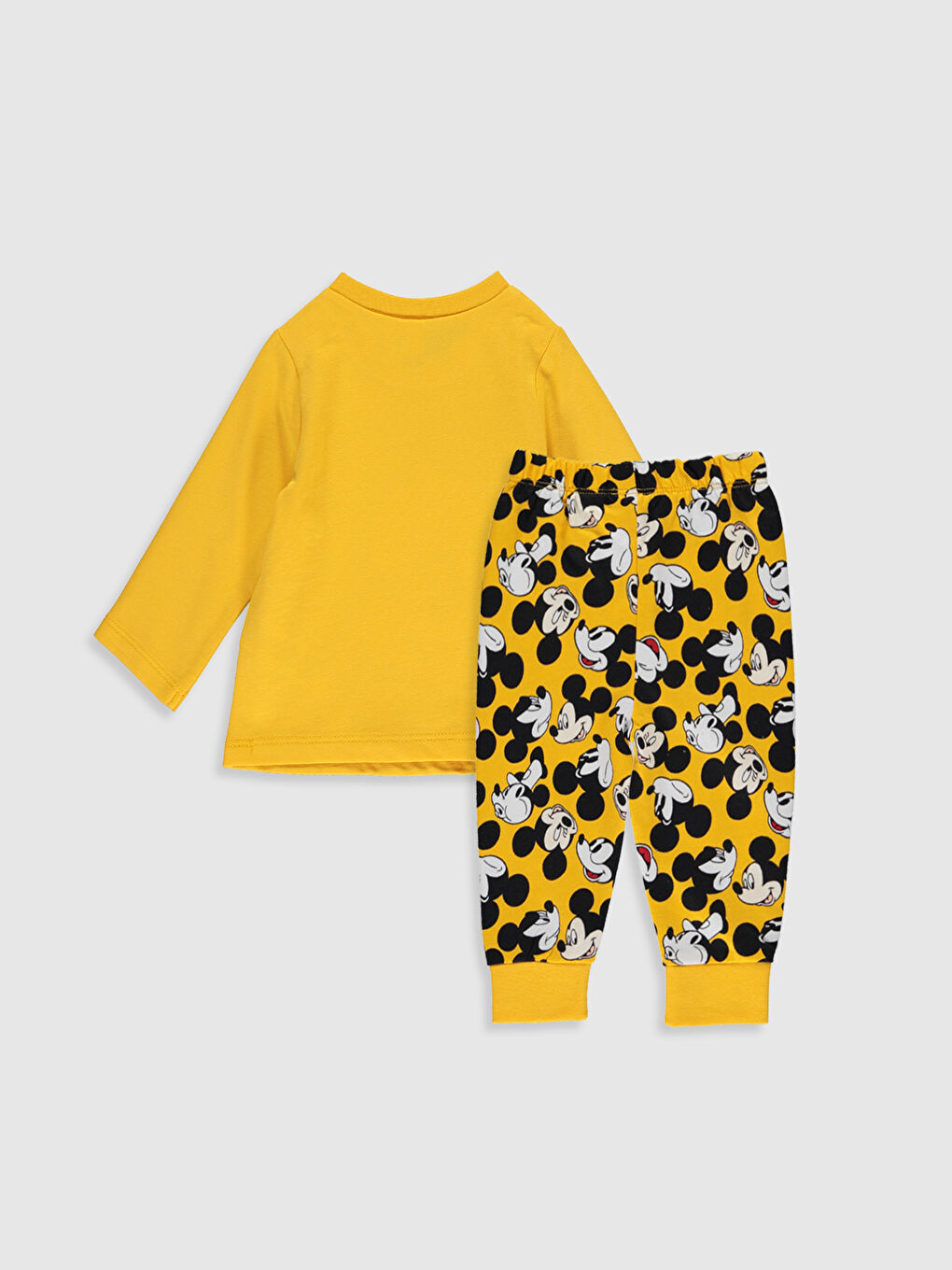 Turuncu Erkek Bebek Mickey Mouse Baskılı Pijama Takımı-1