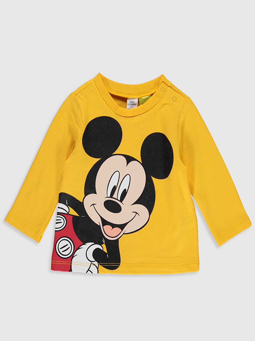 Turuncu Erkek Bebek Mickey Mouse Baskılı Pijama Takımı-2