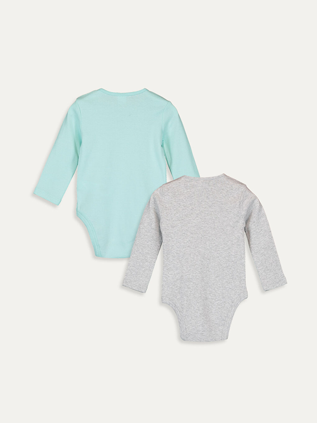 Beyaz Bisiklet Yaka Uzun Kol Kız Bebek Çıtçıtlı Body 2'li-1