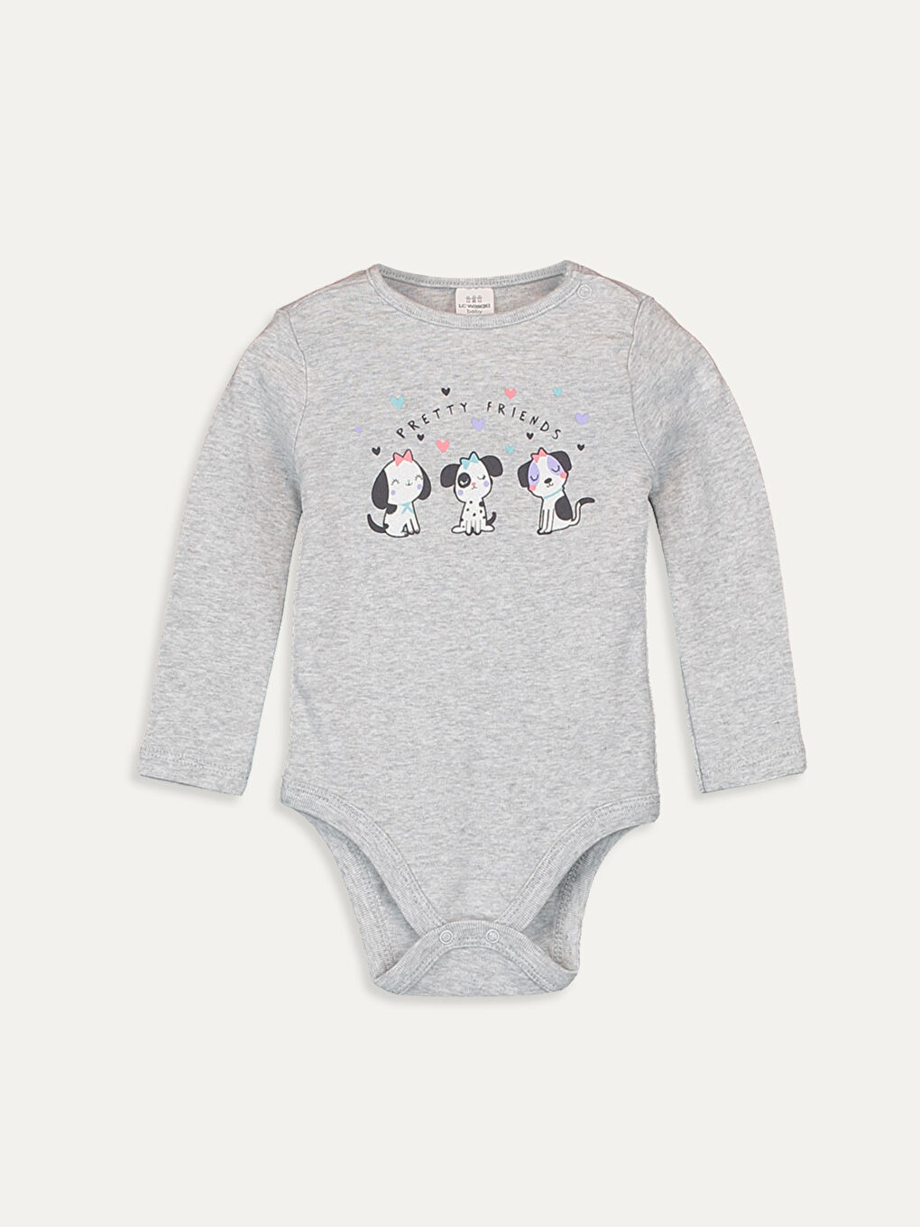 Beyaz Bisiklet Yaka Uzun Kol Kız Bebek Çıtçıtlı Body 2'li-2