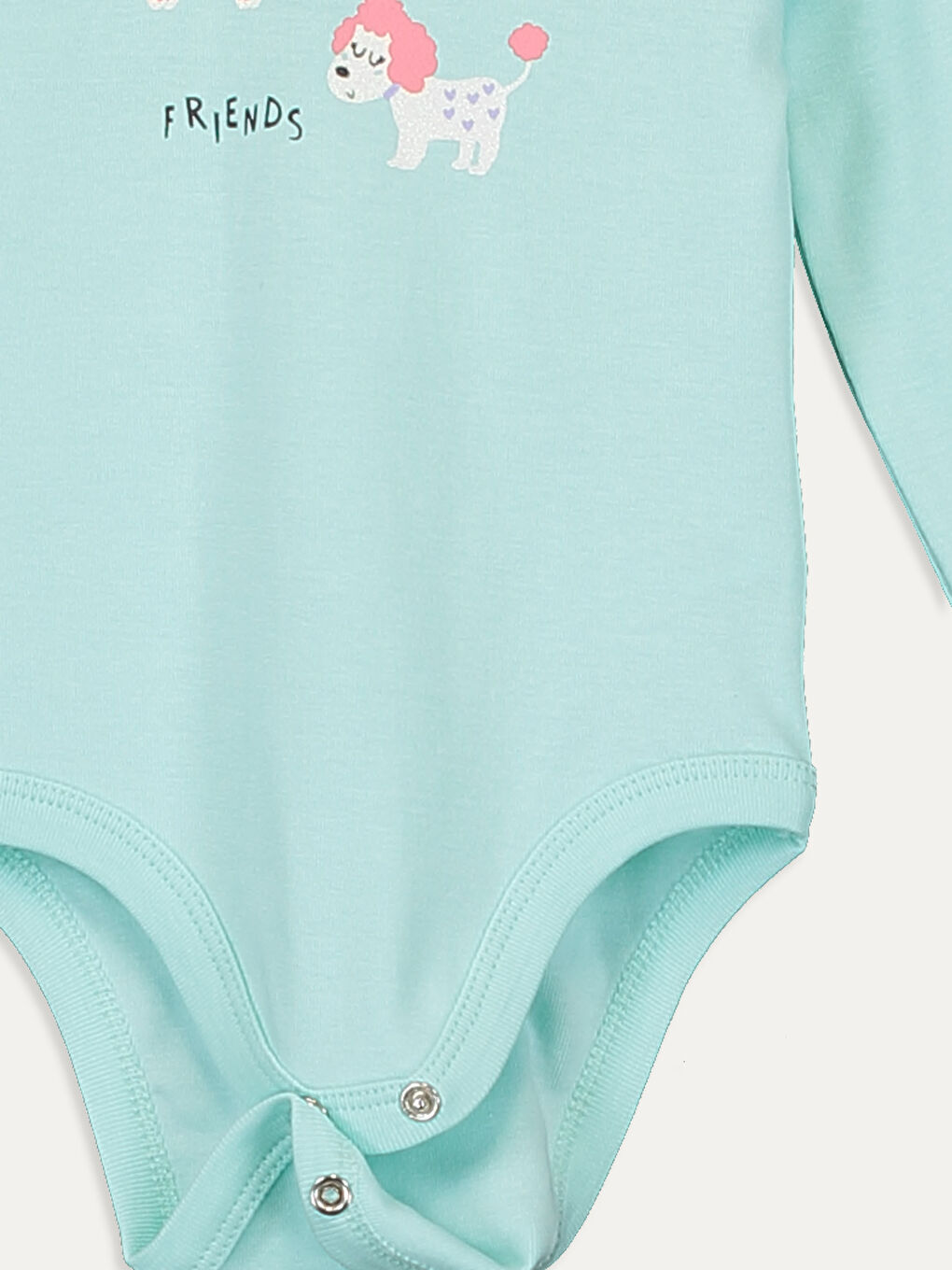 Beyaz Bisiklet Yaka Uzun Kol Kız Bebek Çıtçıtlı Body 2'li-4