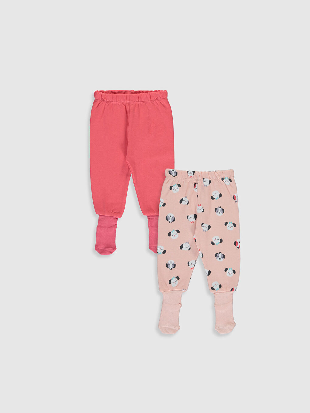 Elastic Waist Baby Girl Pajama Bottoms with Socks 2-Pack