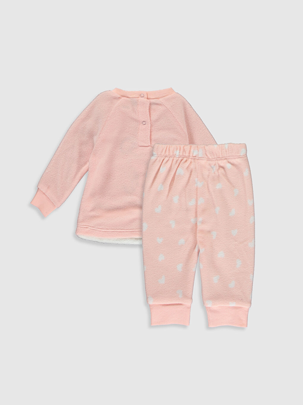 Pembe Bisiklet Yaka Uzun Kol Baskılı Kız Bebek Pijama Takımı-1