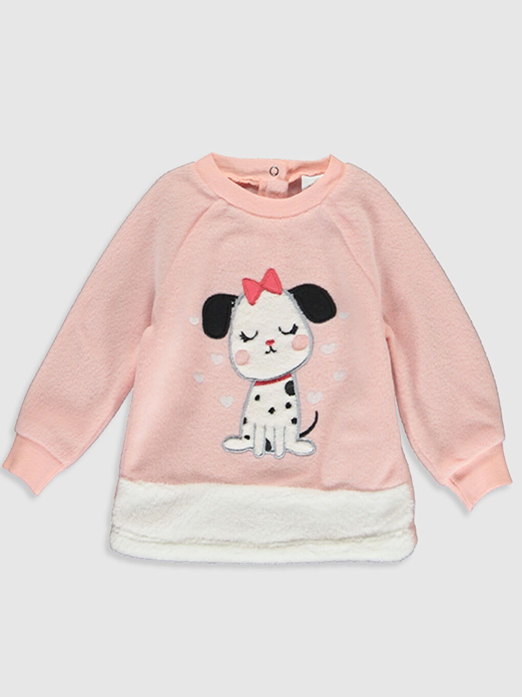 Pembe Bisiklet Yaka Uzun Kol Baskılı Kız Bebek Pijama Takımı-2