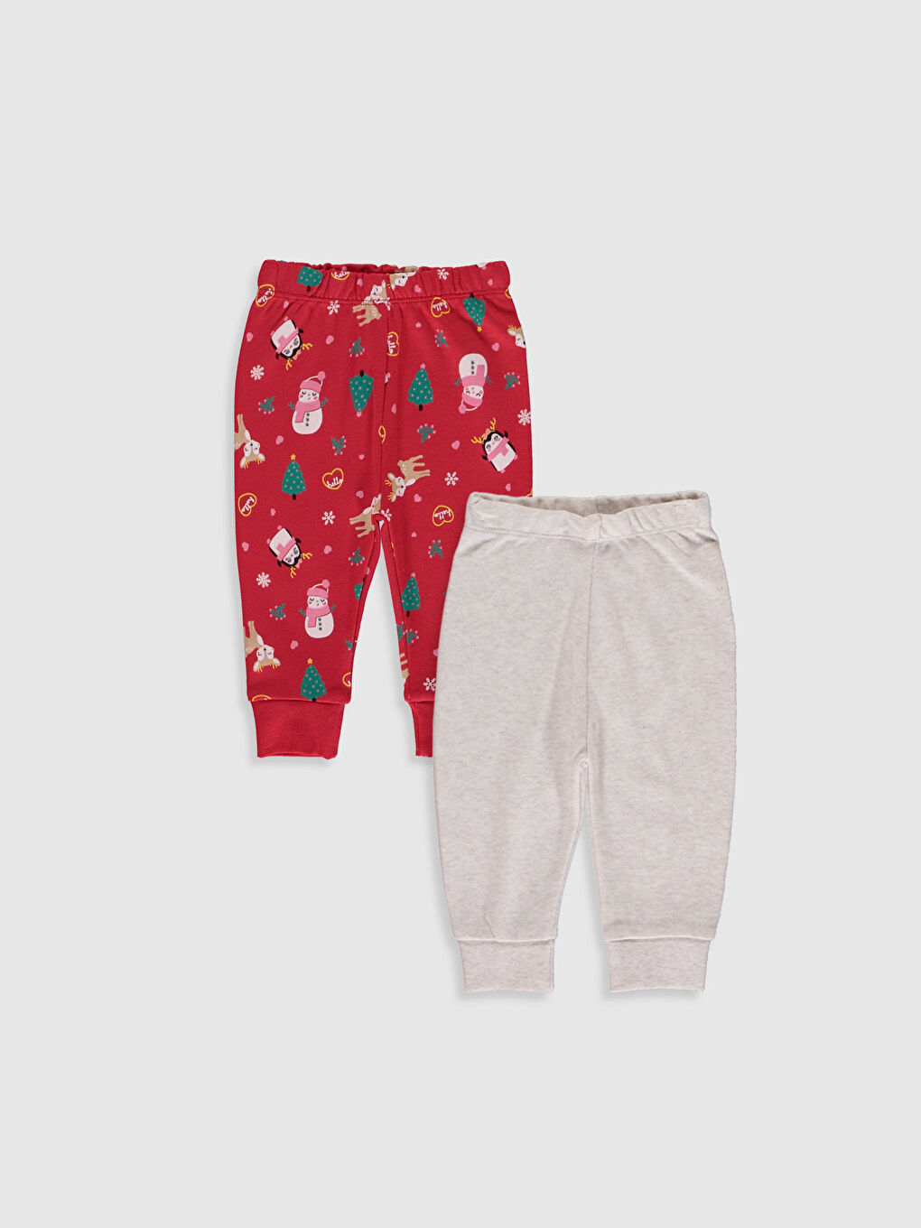 بنطلونات بيجاما للبنات الصغار بخصر مطاطي - عبوتان