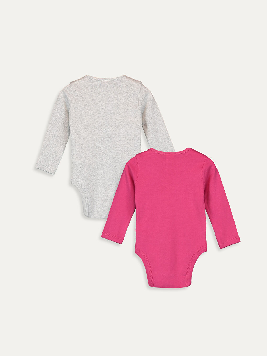 Fuşya Bisiklet Yaka Uzun Kol Kız Bebek Çıtçıtlı Body 2'li-1