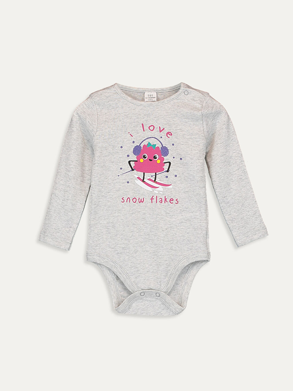 Fuşya Bisiklet Yaka Uzun Kol Kız Bebek Çıtçıtlı Body 2'li-3