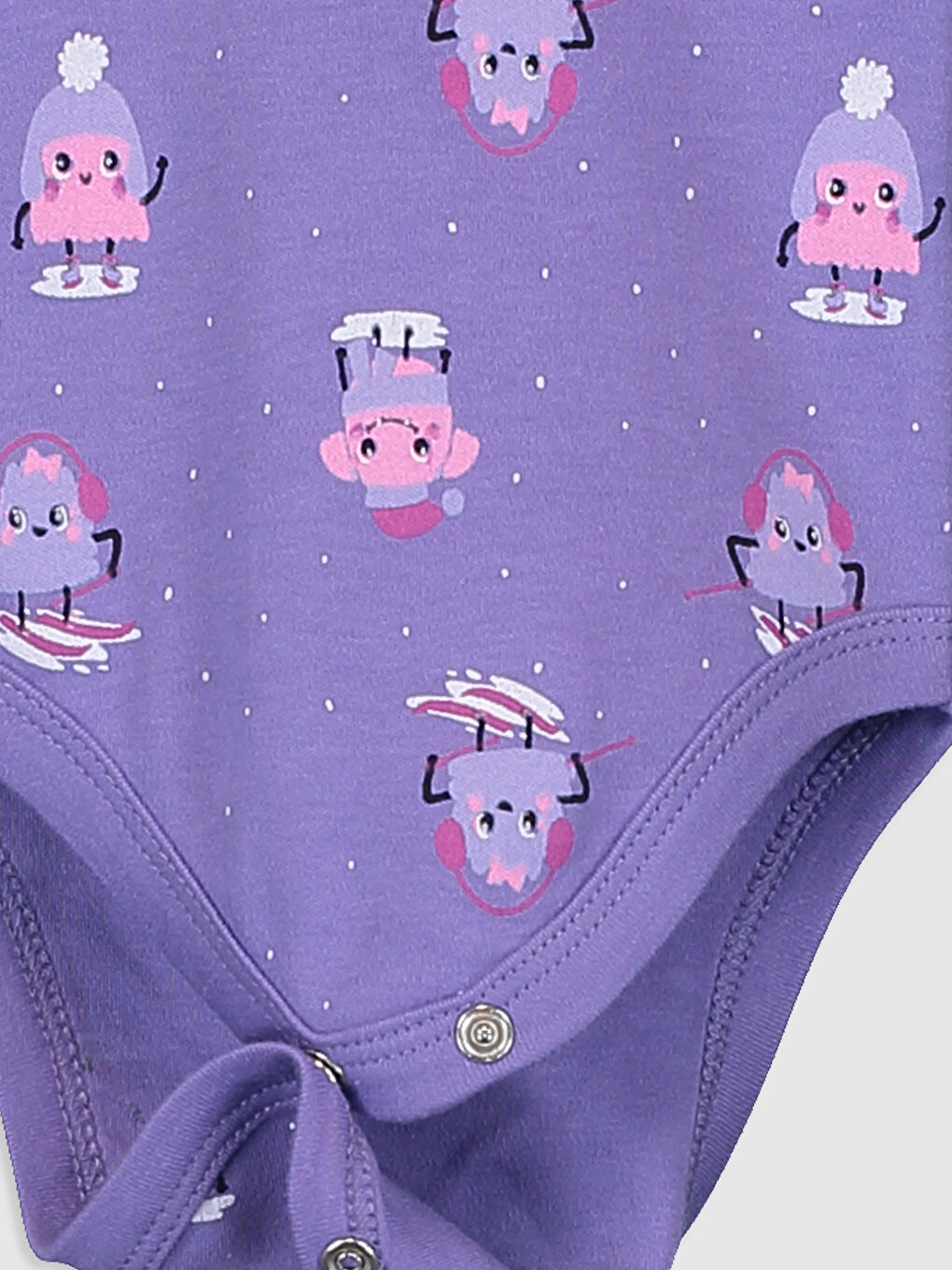 Pembe Bisiklet Yaka Uzun Kol Kız Bebek Çıtçıtlı Body 2'li-5