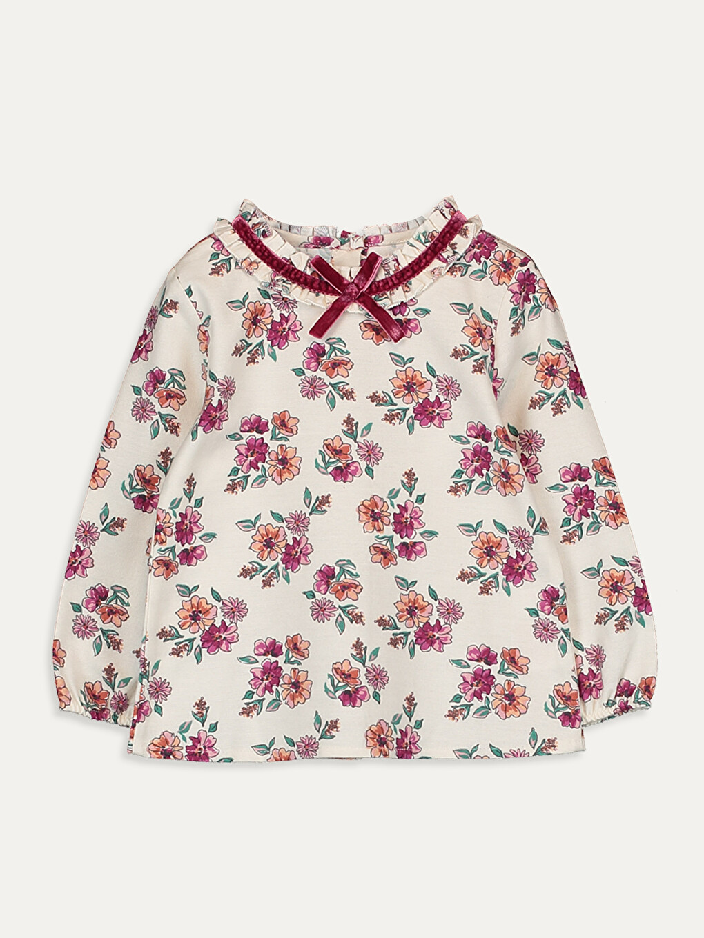 Regular Fit Floral Printed Baby Girl Shirt