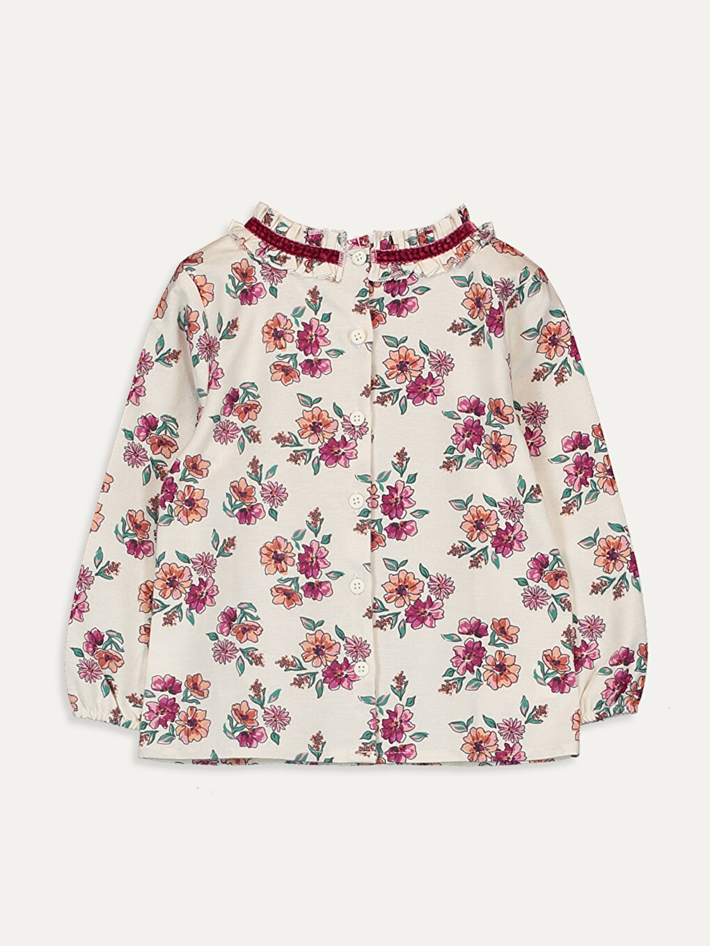 Regular Fit Floral Printed Baby Girl Shirt-1