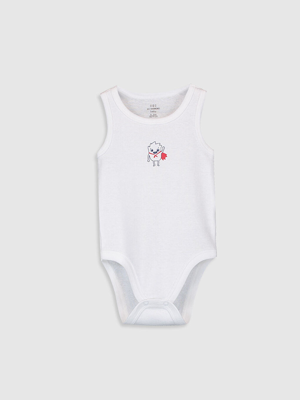 Beyaz Bisiklet Yaka Baskılı Erkek Bebek Çıtçıtlı Bodysuit