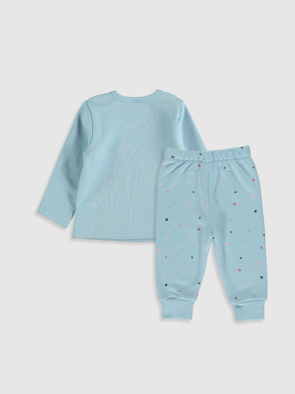 Mavi Kız Bebek Baskılı Pamuklu Pijama Takımı-2