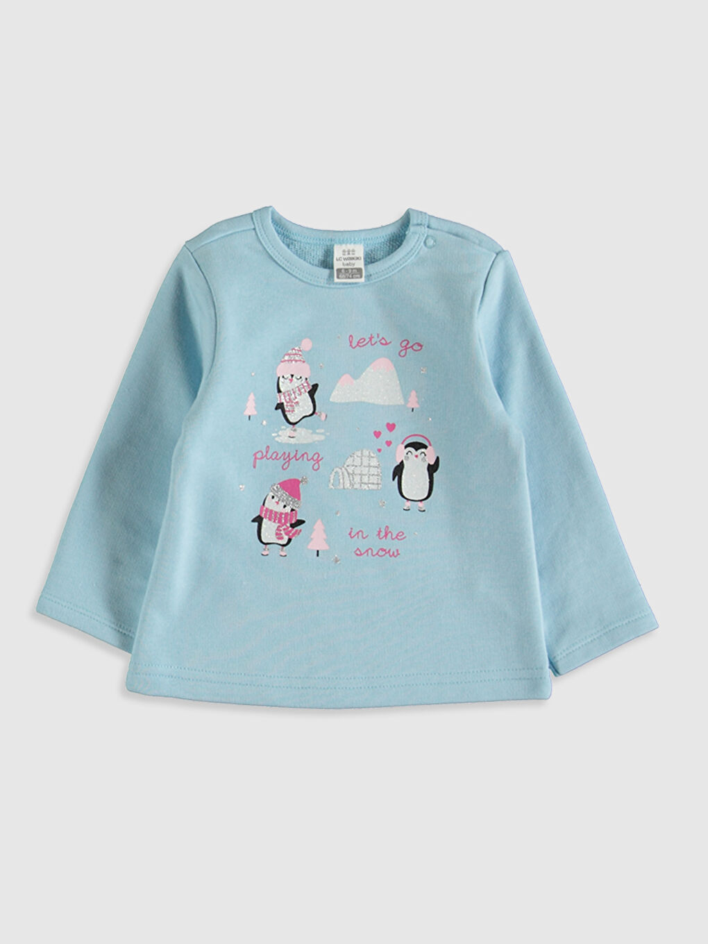 Mavi Kız Bebek Baskılı Pamuklu Pijama Takımı-3