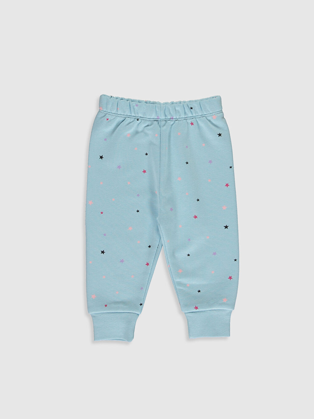 Mavi Kız Bebek Baskılı Pamuklu Pijama Takımı-4