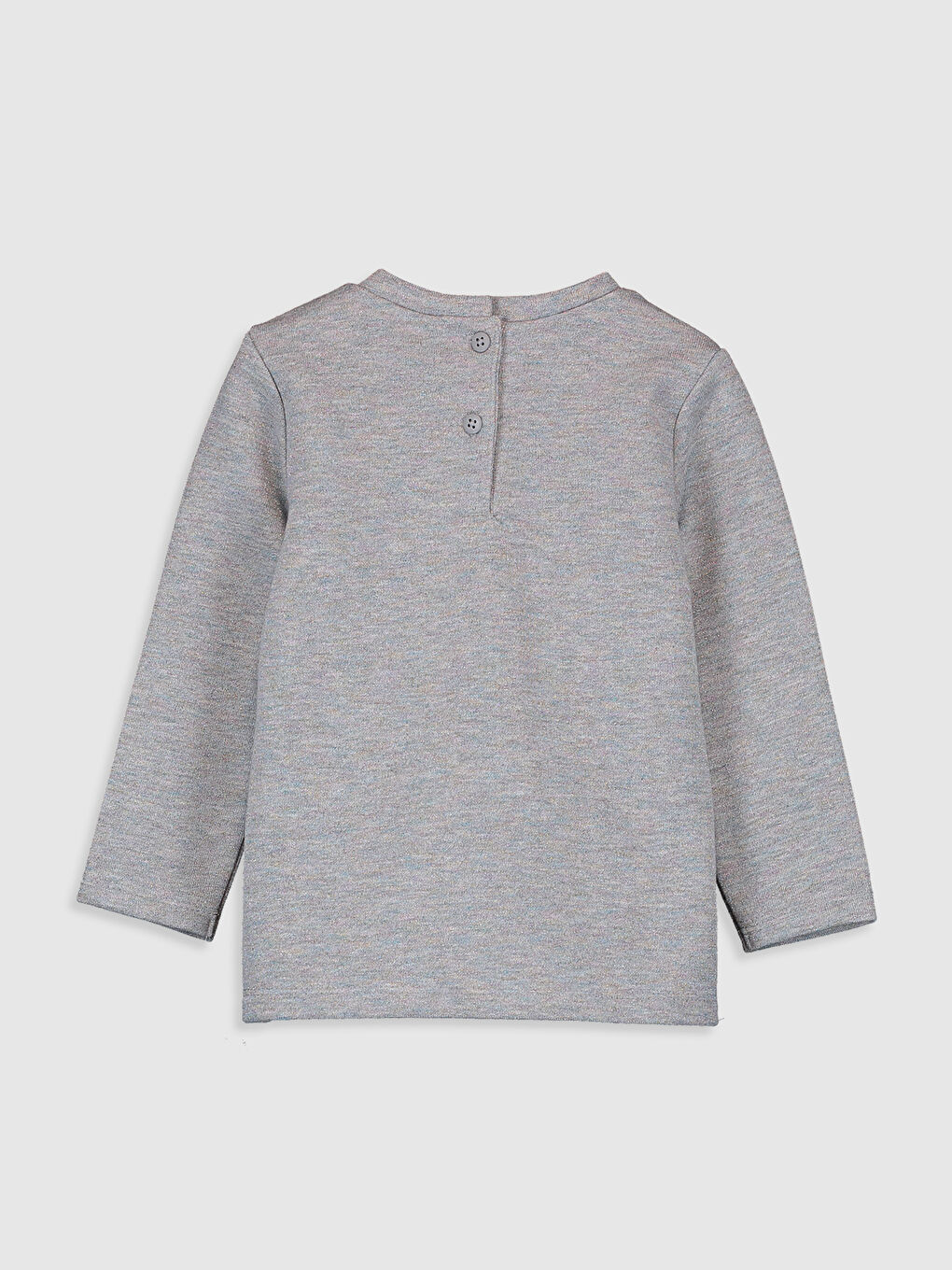 Gri Bisiklet Yaka Uzun Kollu Kız Bebek Sweatshirt-1