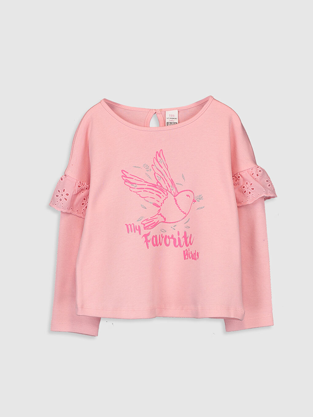 Футболка з круглим вирізом та довгим рукавом для дівчаток