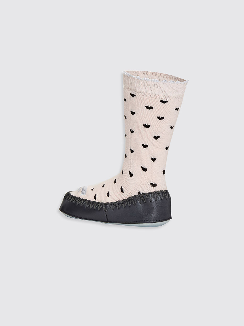 Gri Kız Bebek Ev Çorabı-2