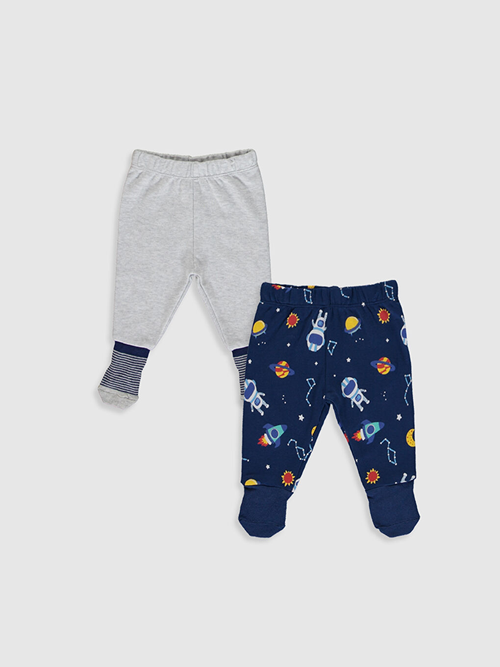 Lacivert Erkek Bebek Çoraplı Pijama Alt 2'li