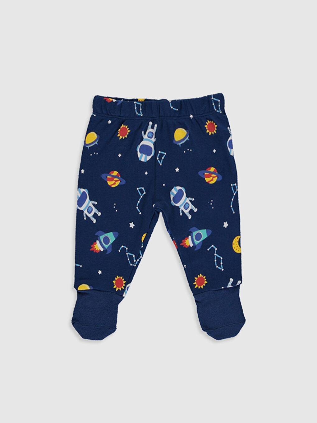 Lacivert Erkek Bebek Çoraplı Pijama Alt 2'li-3