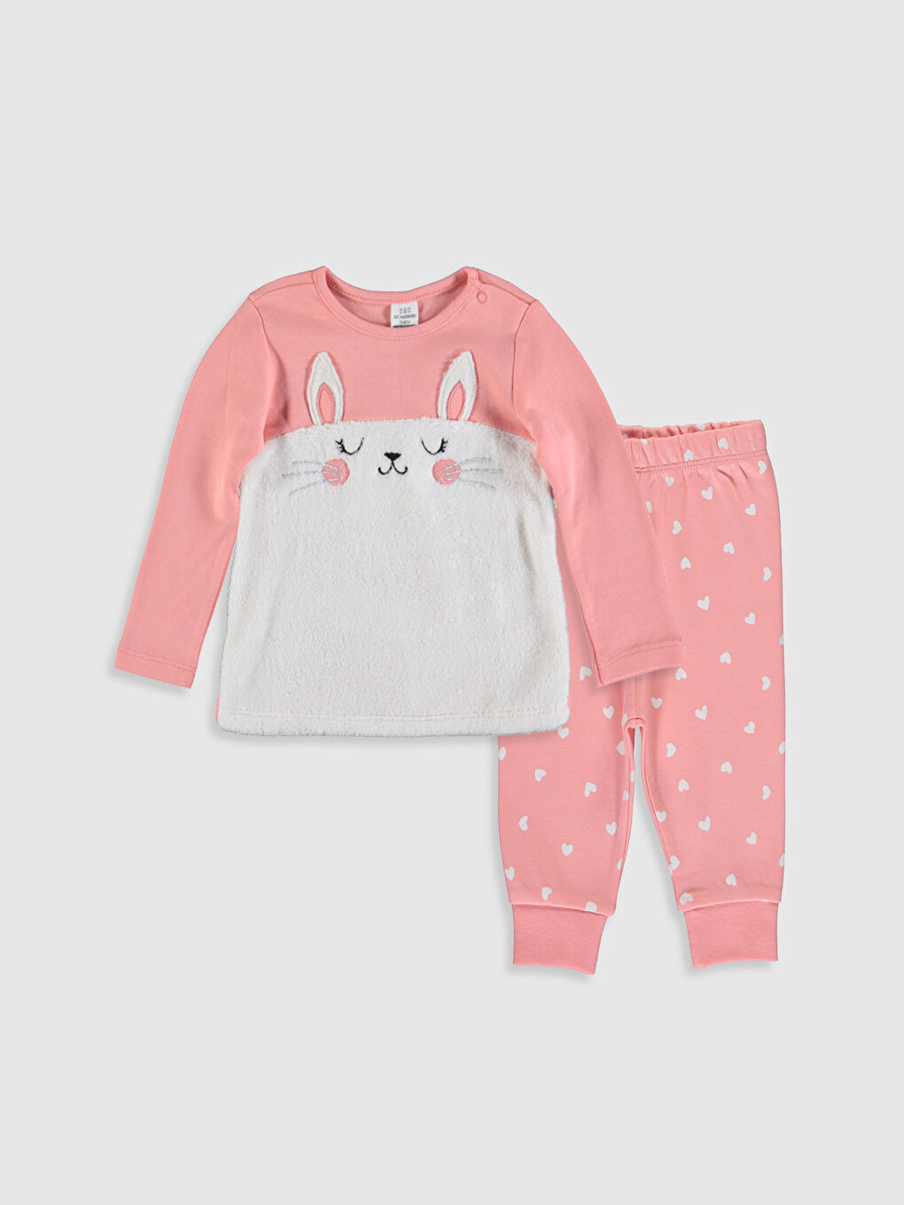 Baby Girl's Figured Plush Pyjamas Set