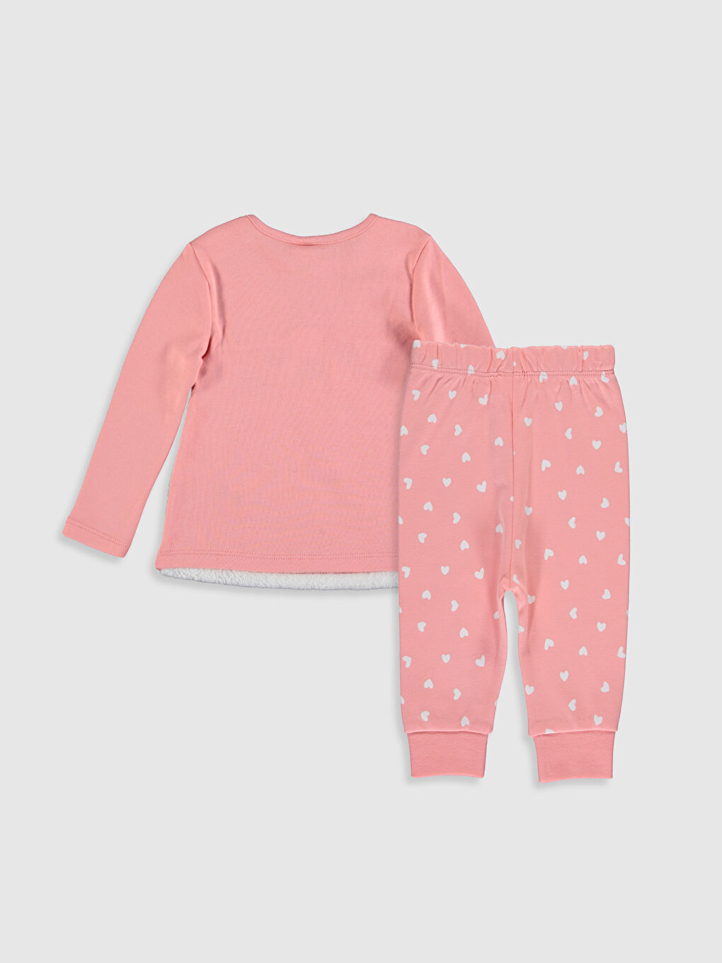 Baby Girl's Figured Plush Pyjamas Set-1