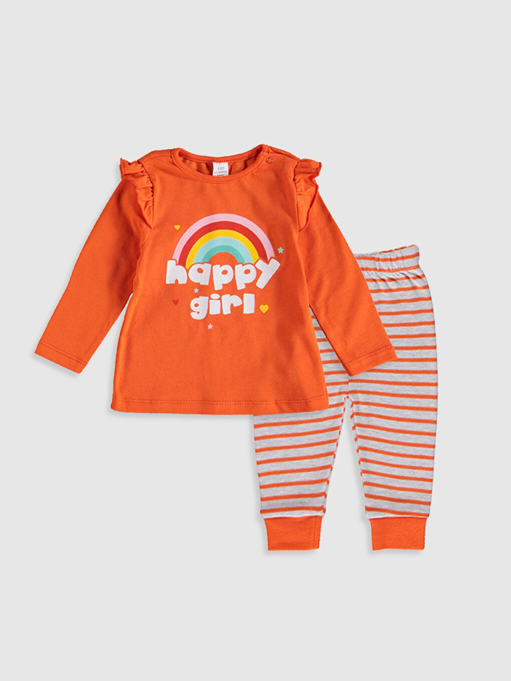 Turuncu Kız Bebek Pijama Takımı