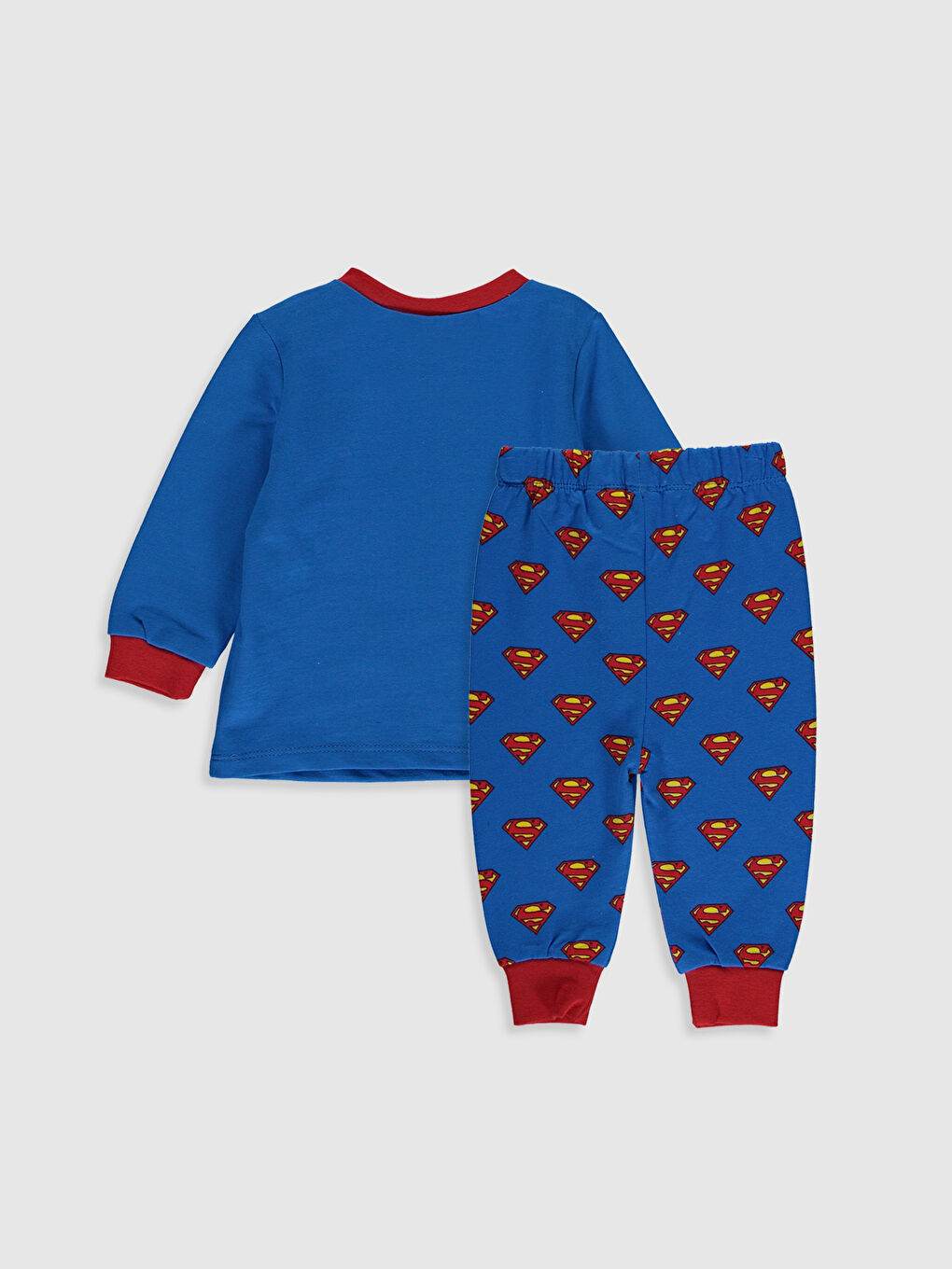 Mavi Erkek Bebek Süperman Baskılı Pijama Takımı-1