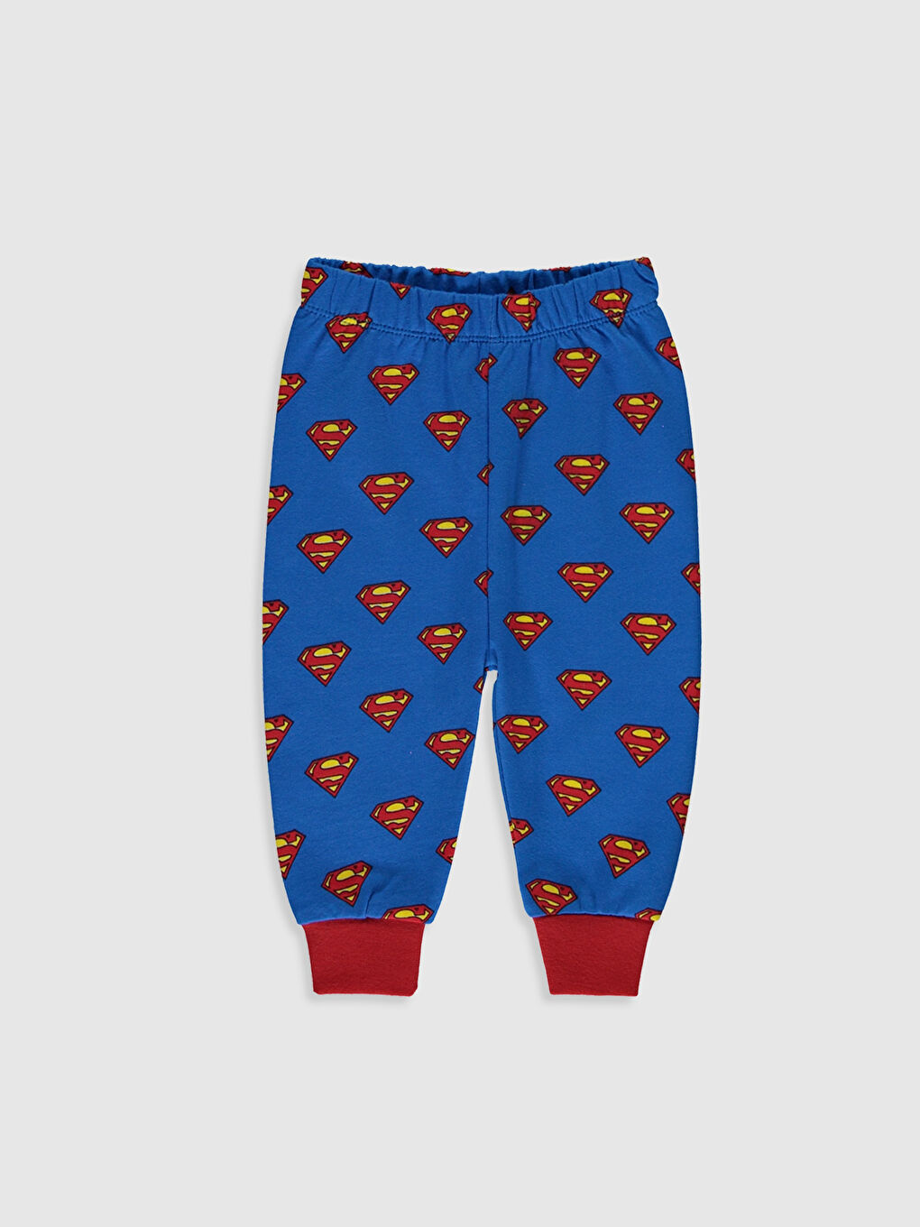 Mavi Erkek Bebek Süperman Baskılı Pijama Takımı-3