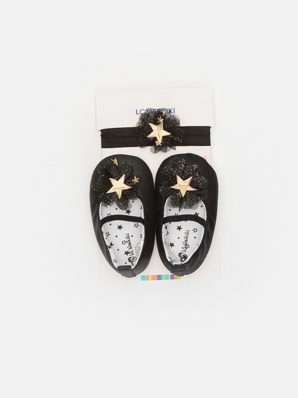 Siyah Kız Bebek Babet Ayakkabı ve Saç Bandı