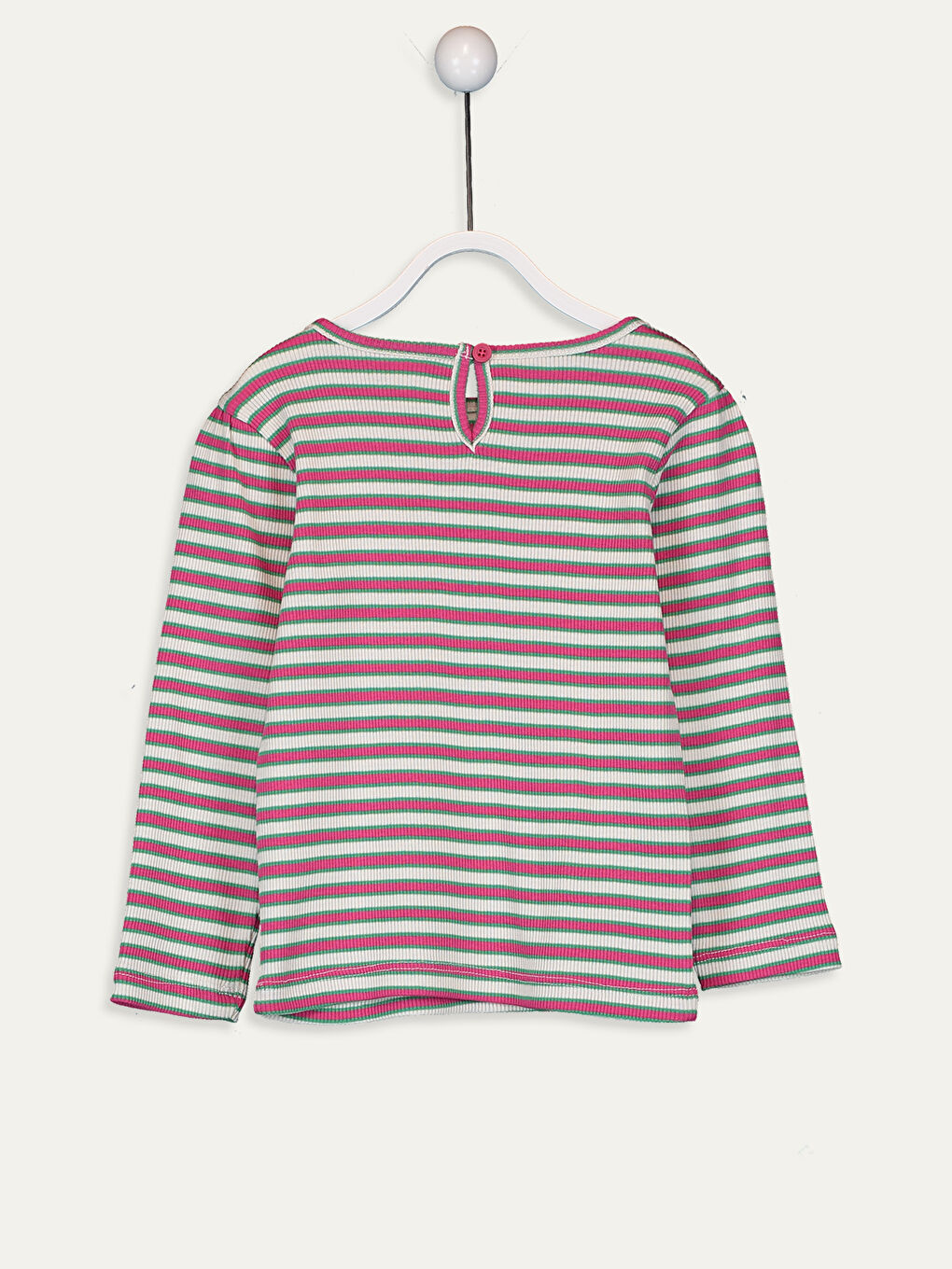 Koyu Pembe Çizgili Tişört-1