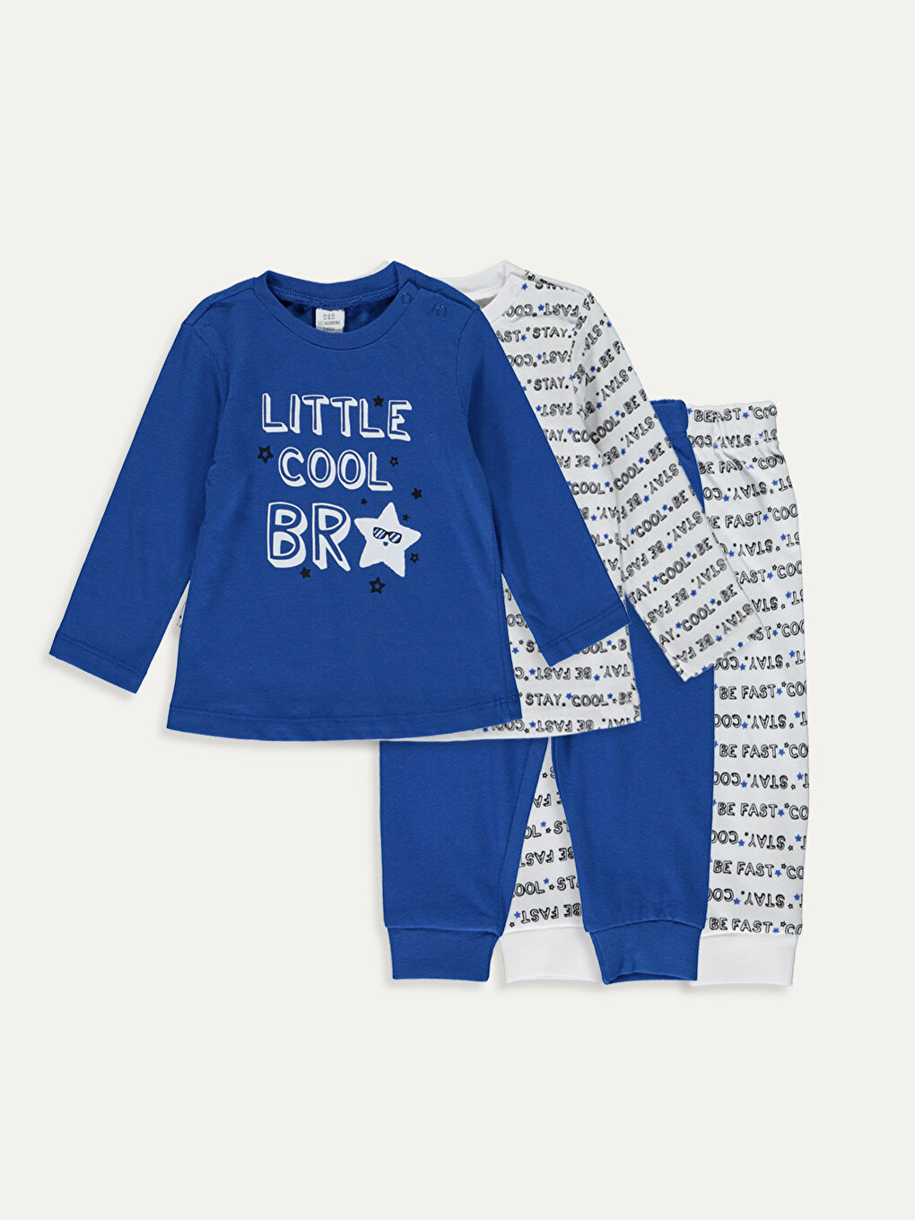 Beyaz Erkek Bebek Desenli Pijama Takımı 4'lü