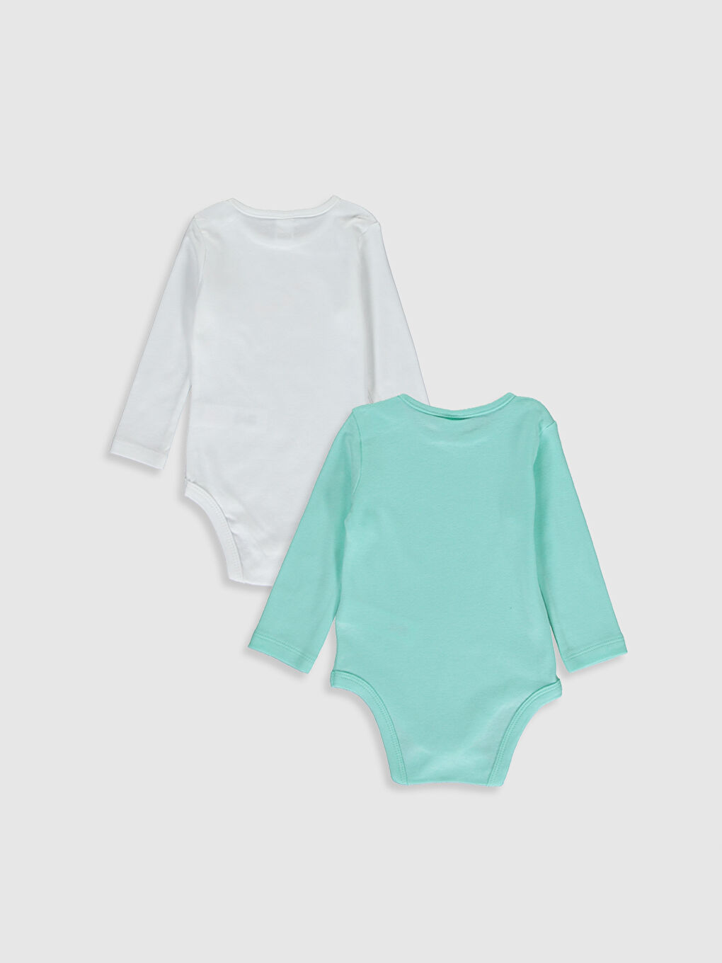Turkuaz Bisiklet Yaka Uzun Kol Kız Bebek Çıtçıtlı Body 2'li-1