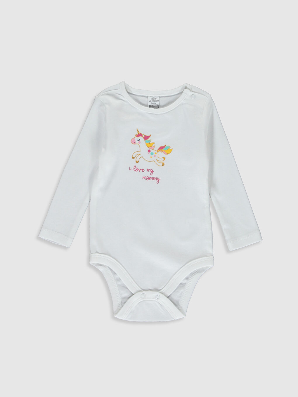 Turkuaz Bisiklet Yaka Uzun Kol Kız Bebek Çıtçıtlı Body 2'li-3