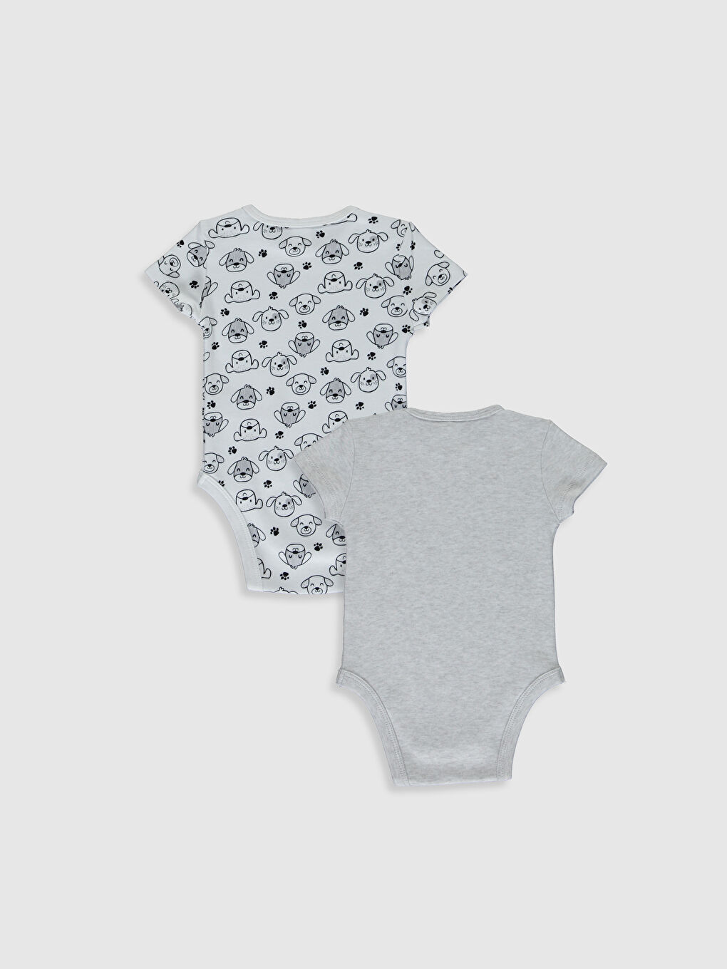 Beyaz Erkek Bebek Desenli Çıt Çıtlı Body 2'li-1