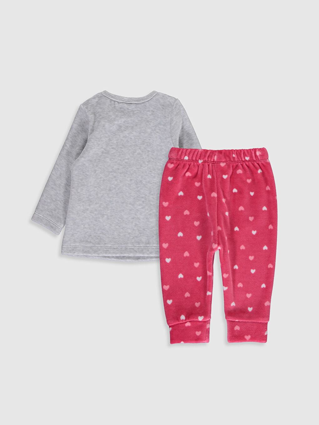 Beyaz Bisiklet Yaka Uzun Kol Baskılı Kız Bebek Pijama Takımı-1