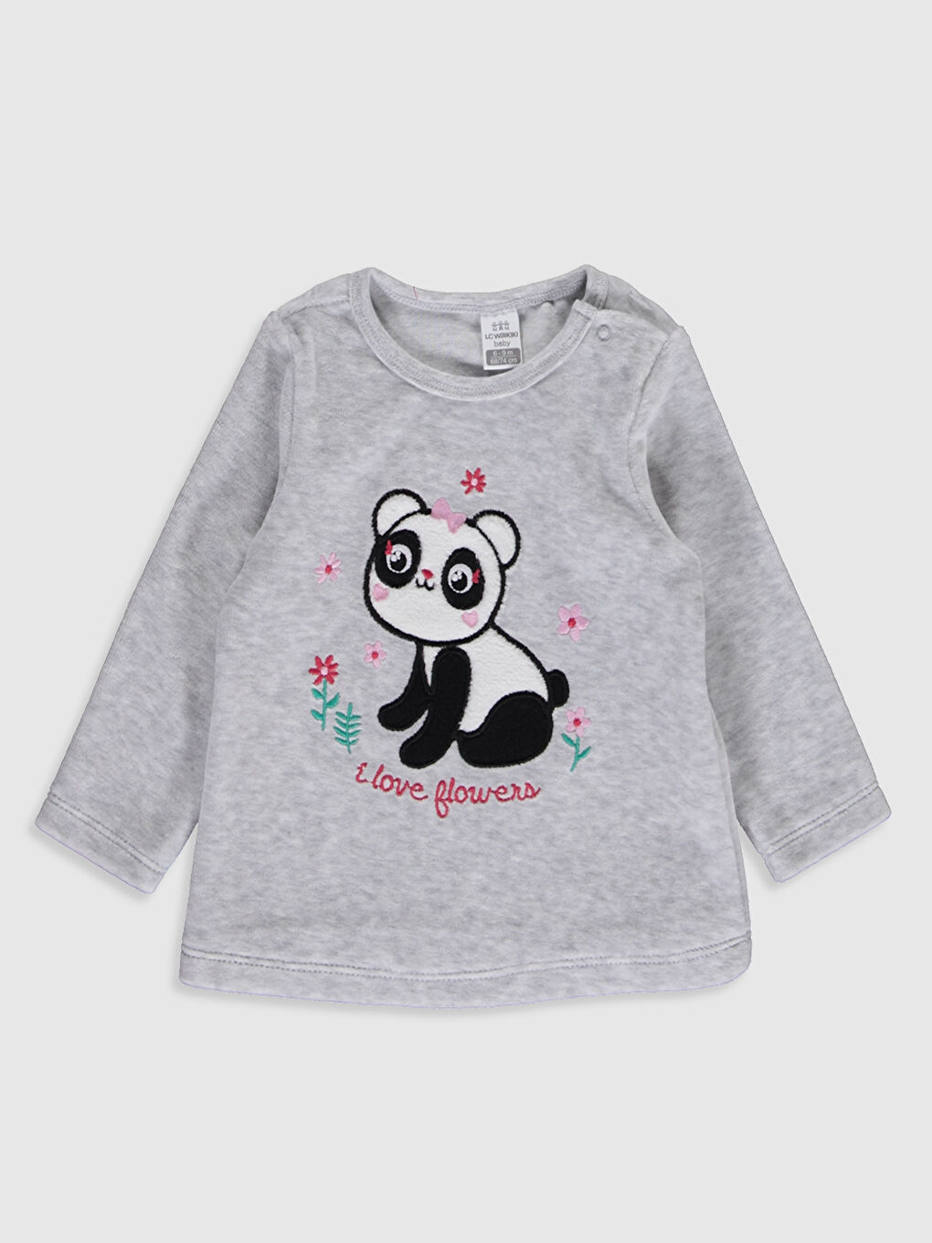 Beyaz Bisiklet Yaka Uzun Kol Baskılı Kız Bebek Pijama Takımı-2