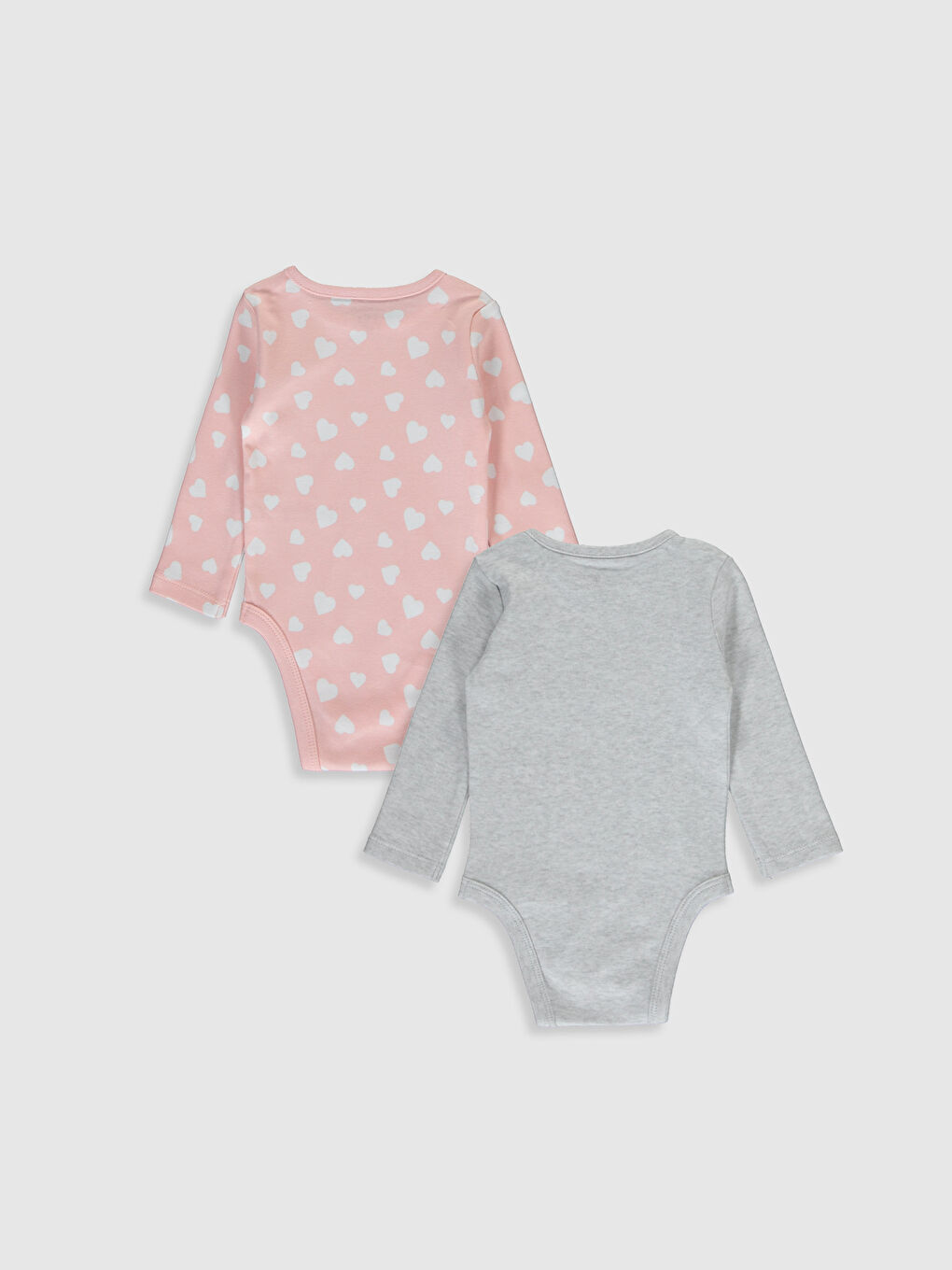 Beyaz Bisiklet Yaka Uzun Kol Kız Bebek Çıtçıtlı Body 2'li-1