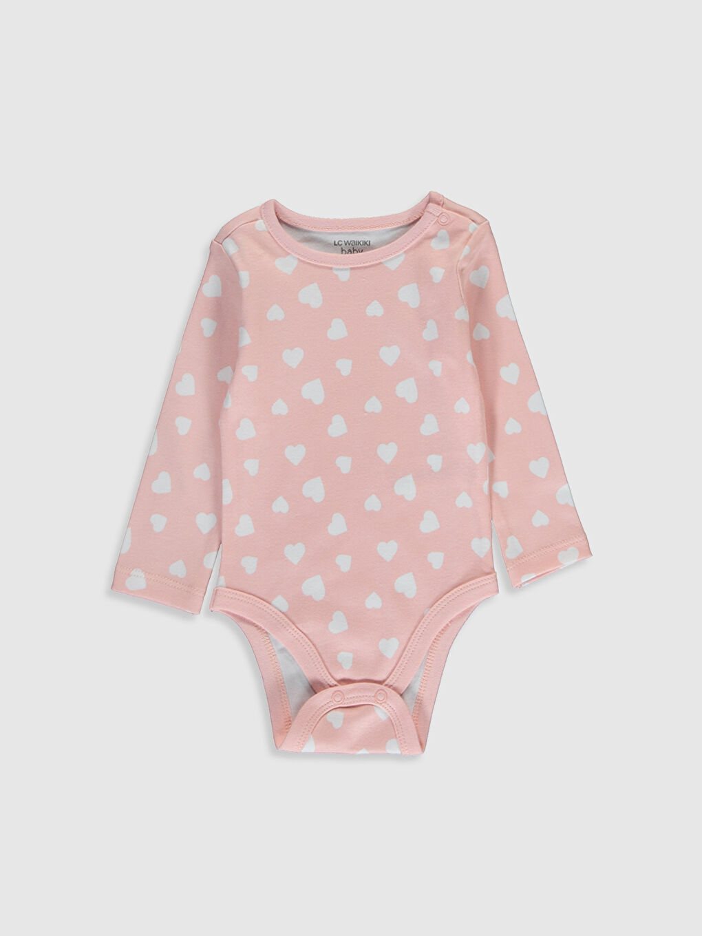 Beyaz Bisiklet Yaka Uzun Kol Kız Bebek Çıtçıtlı Body 2'li-3