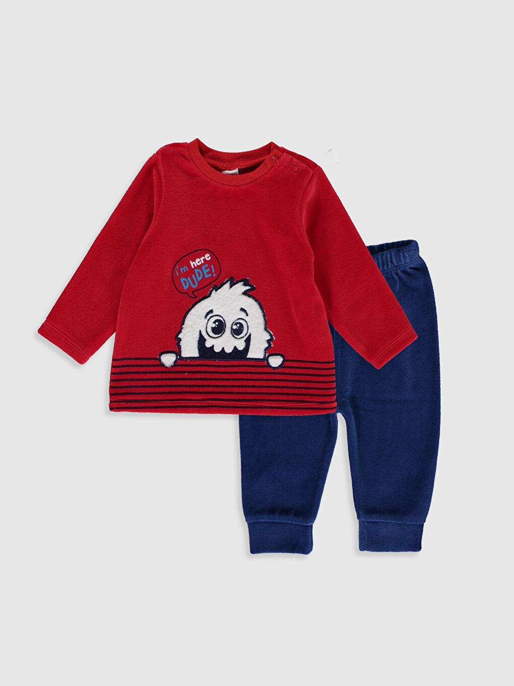 Kırmızı Erkek Bebek Desenli Pijama Alt ve Üst Takım