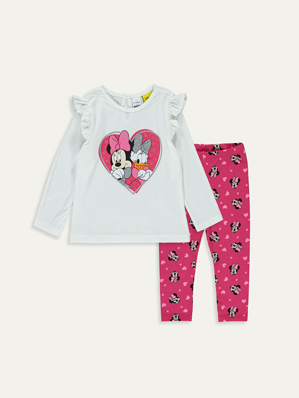 Ekru Kız Bebek Disney Baskılı Takım 2'li-1