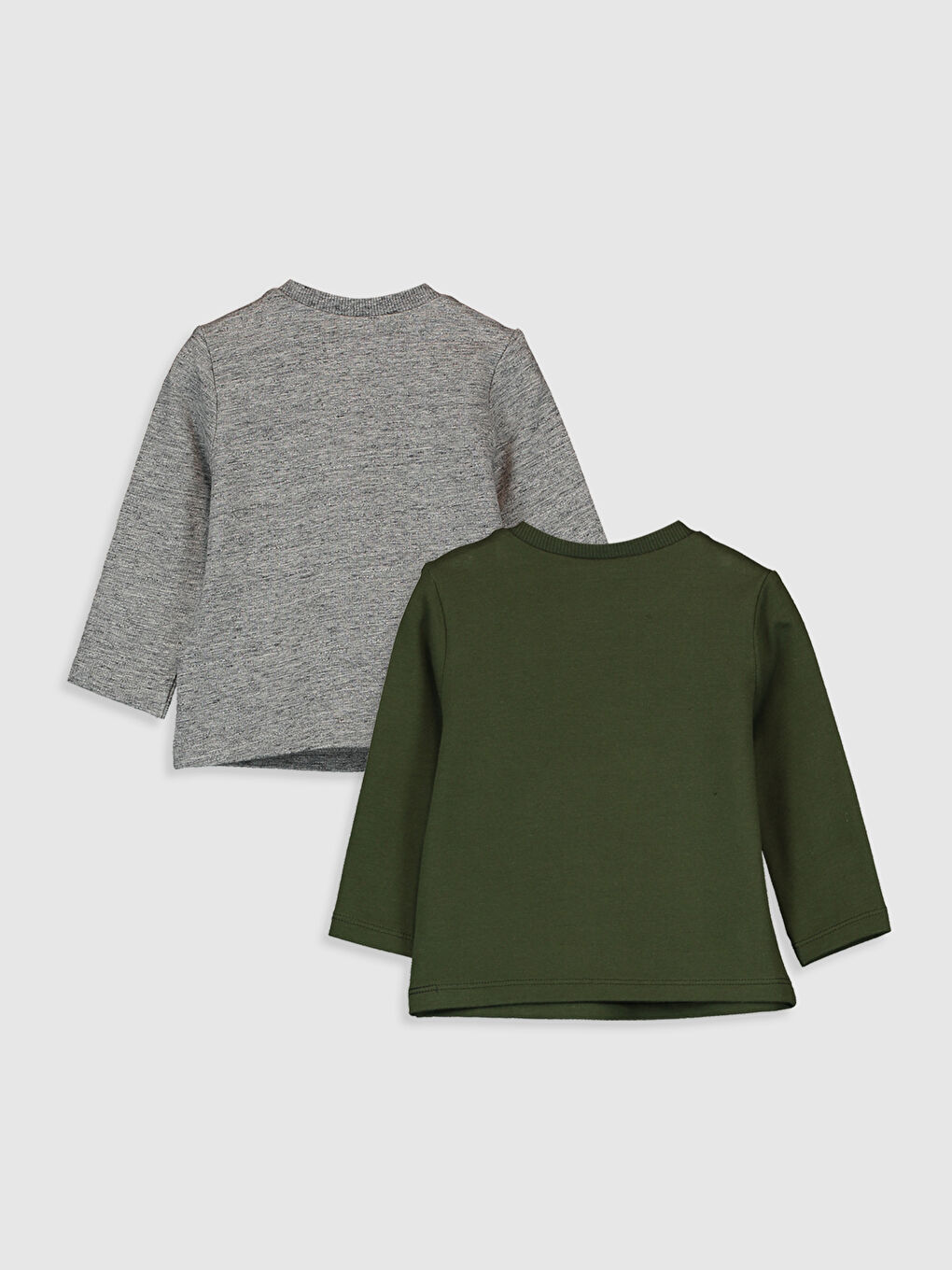 Gri Bisiklet Yaka Erkek Bebek Çıtçıtlı Bodysuit-1