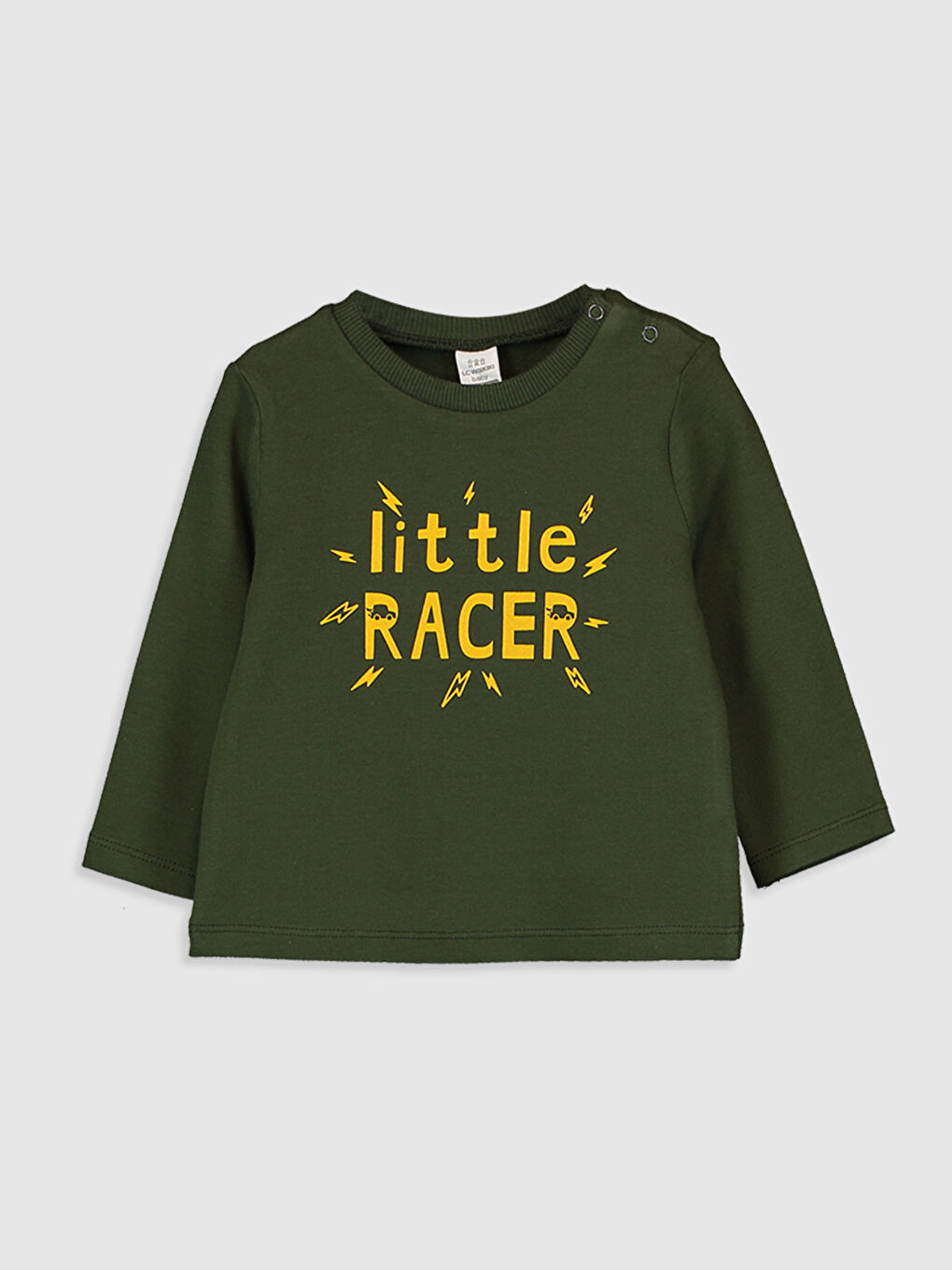 Gri Bisiklet Yaka Erkek Bebek Çıtçıtlı Bodysuit-3