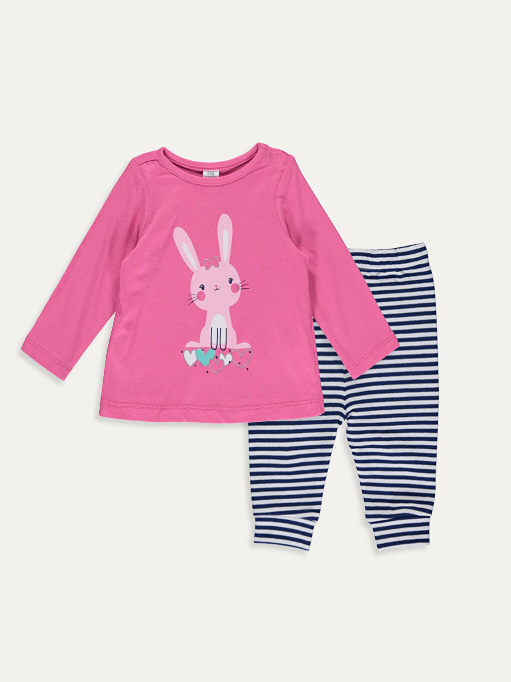 Pembe Kız Bebek Pamuklu Pijama Takımı