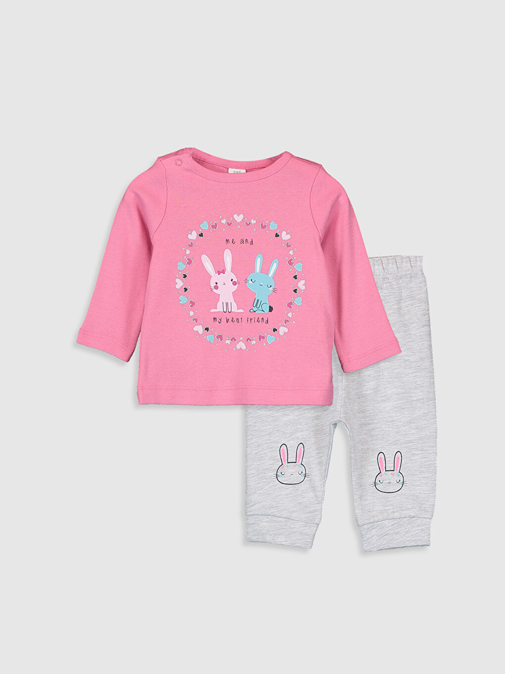 Pembe Kız Bebek Desenli Pijama Takımı