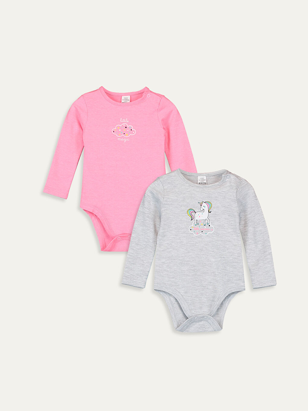 Pembe Kız Bebek Pamuklu Çıt Çıtlı Body 2'li