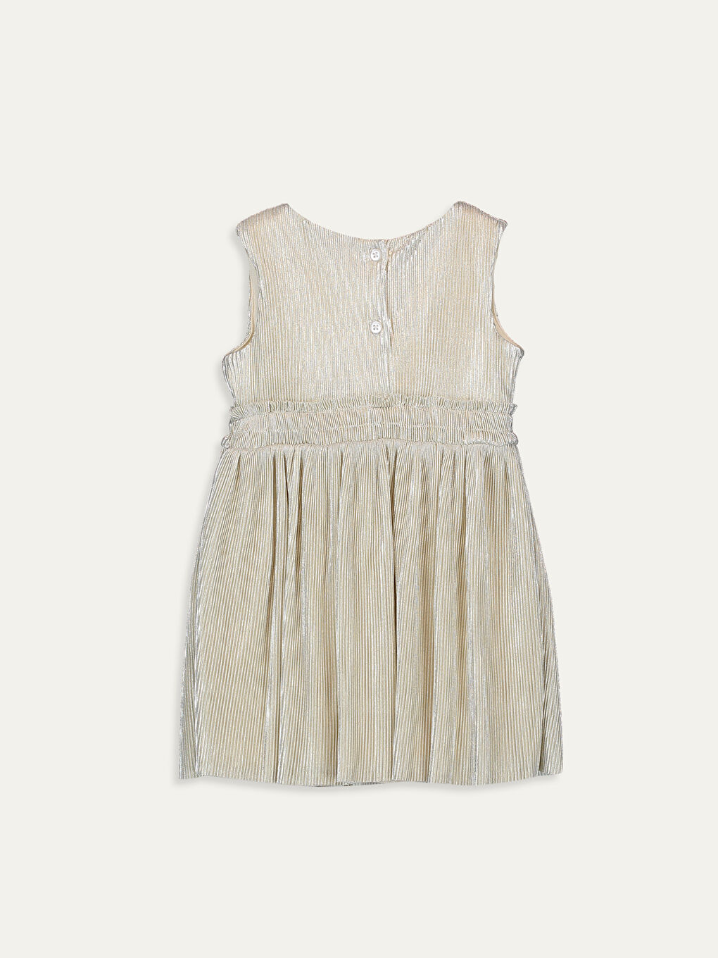 Ekru Kız Bebek Desenli Kadife Elbise Anne Kız Kombini-1